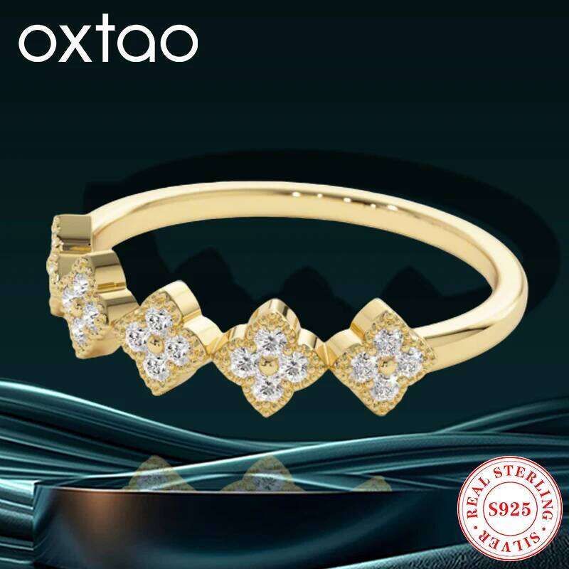 OXTAO Cr Cluster Ring 925 Sterling Silver 1.5mm D Color Moissanite Diamond Engagement Weding Jewelry Gift Rigns for Women H260312