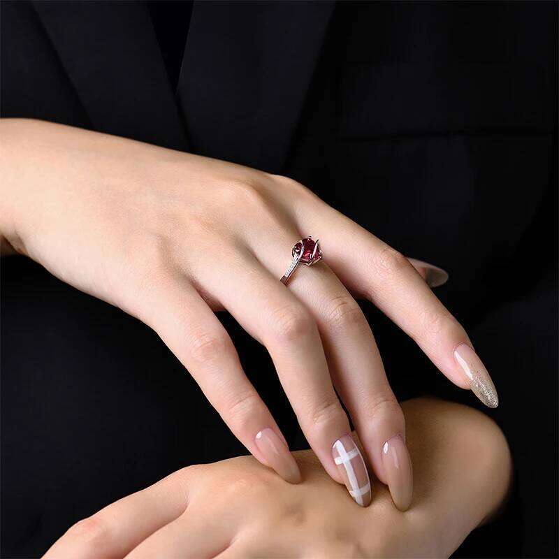 MINTYBOX S925 Sterling Sliver Heart 2.0ct Ruby Ring for Women Lab Created Spinnel Engagement Wedding Rings Luxury Fine Jewely H260312