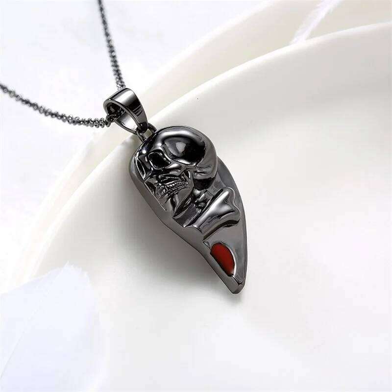 Gothic Minimalist Punk Creative Skull Red Magnetic Couple Heart Necklace for Women Men Jewelry Gifts Halloween H260312
