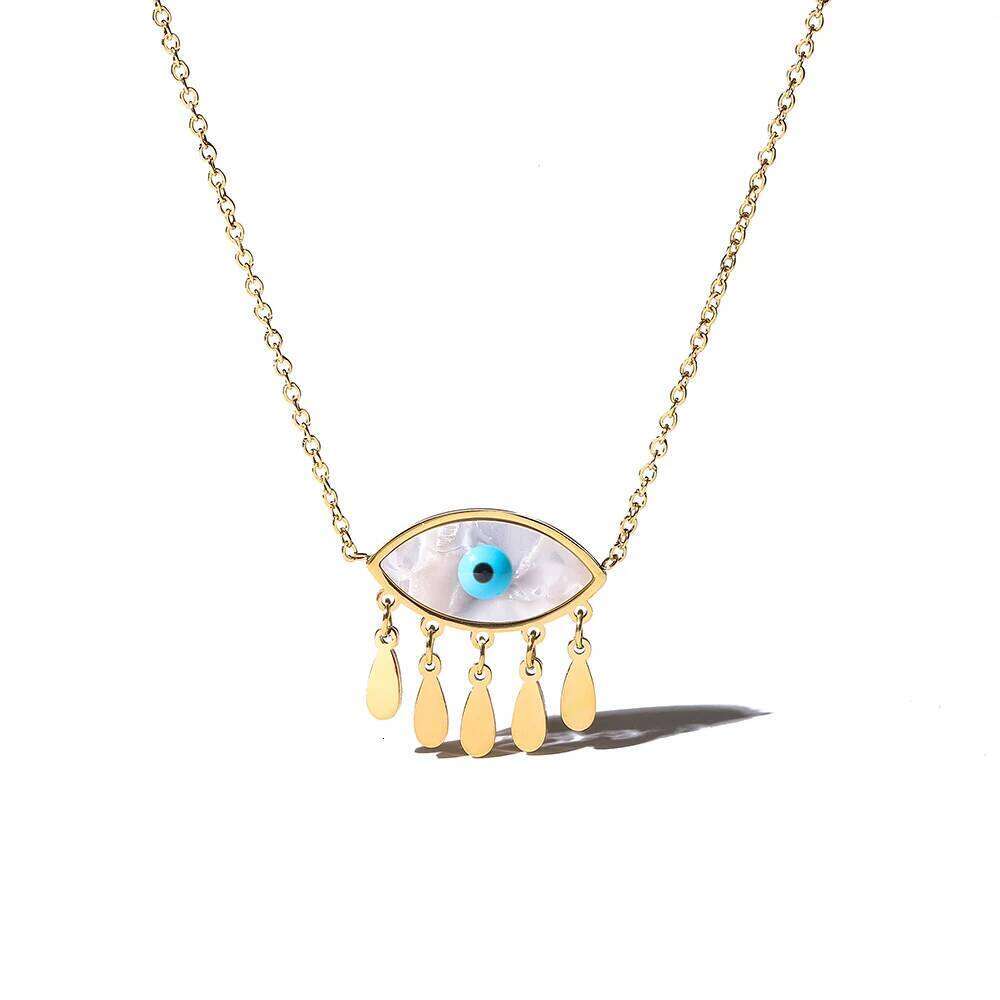 2024 New Fashion Stainless Steel Chain Gold Color Expoxy Evil Eye Pendant Necklace For Women Girl Female Accessories H260312