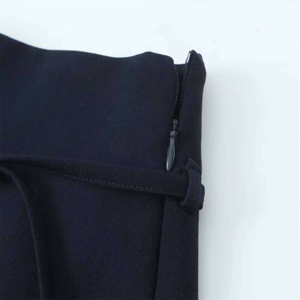 European and American style autumn new product women's versatile solid color zipper belt decoration mid waist skirt pants Z260314