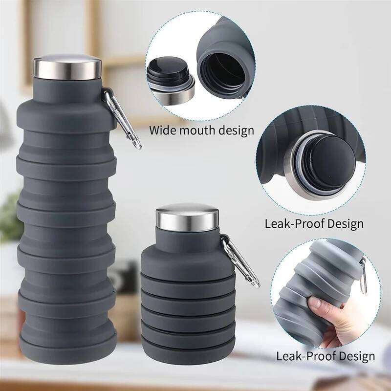 2525+ Reusable Silicone Foldable 500 Ml Portable Travel Water Cups with Leakproof Twist Z260314