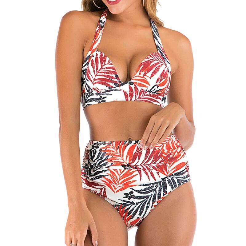 Plus Size Bikinis 2025 Push Up Swimsuit Women Halter Swimwear Female High Waist Bathing Swimming Suit Bathers Mayo Biquine XXL Y260303