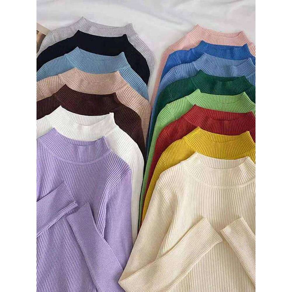 Turtleneck Women Autumn Winter Pullover Sweater Basic Casual Slim Stretch Soft Ribbed Knitted Top Woman Sweaters 2025 Z260313