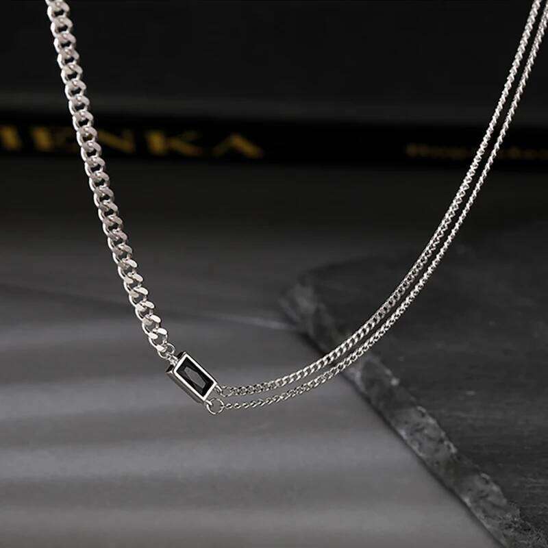 Foxanry Black Zircon Asymmetry Chain Chokers Necklaces For Women Girls Creative Elegant Fashion Simple Anniversary Jewelry Gifts H260312