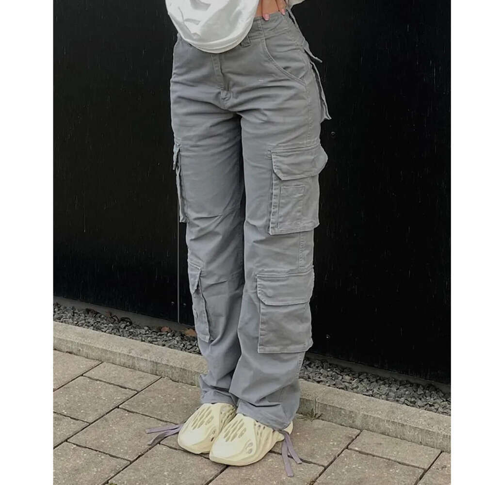 Women's Capris Vintage Cargo Pants Baggy Jeans Women Fashion 90s Streetwear Pockets Wide Leg High Waist Straight Y2k Denim Trousers Overalls 2308