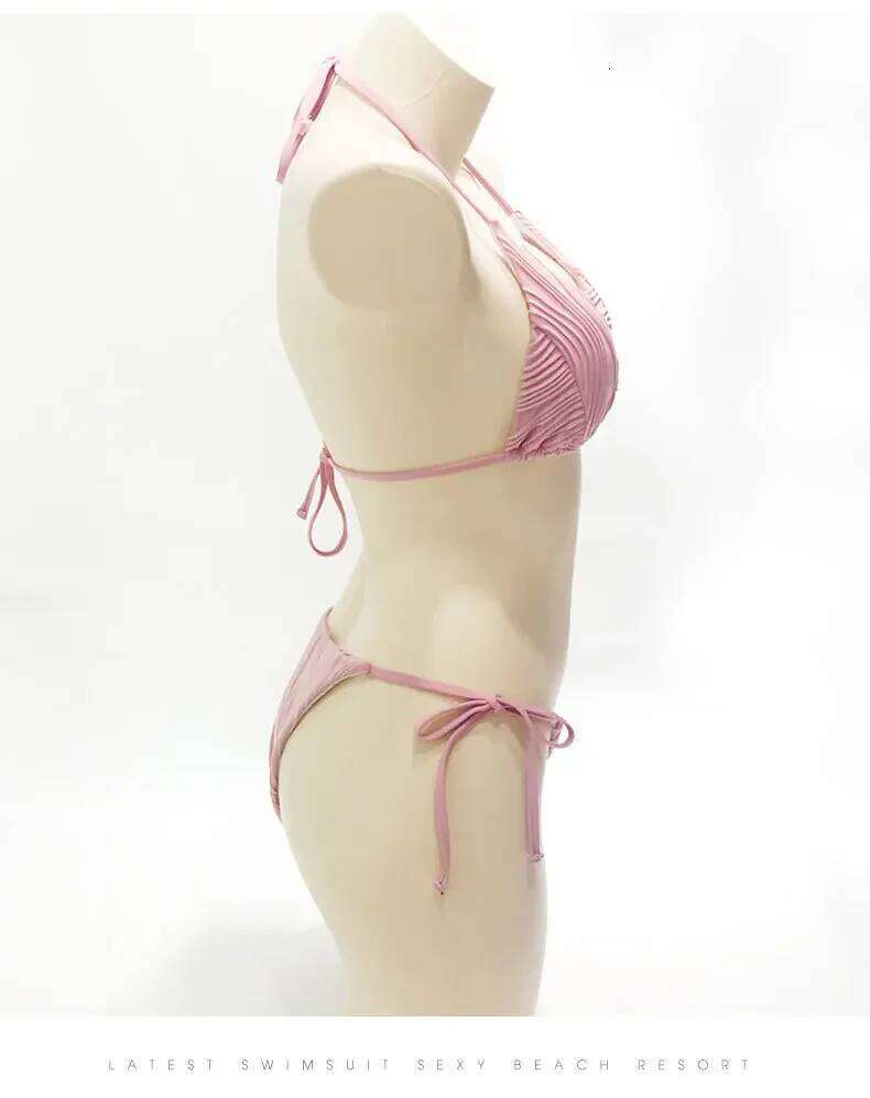 New Women Bikini Sexy Solid Color Split Swimsuit Y260303