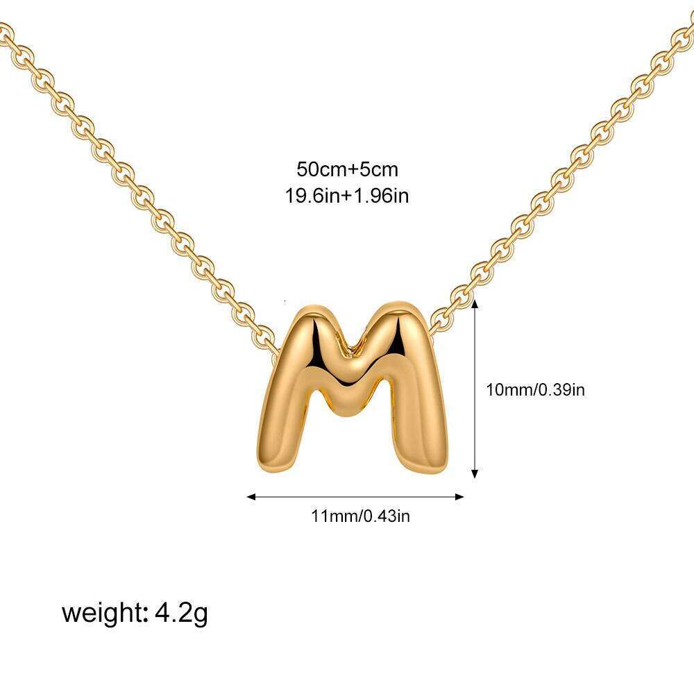 3D Bubble Initial A-Z Alphabet Mini Necklace for Women Girls Dainty Gold Plated Tiny Letter Stainless Steel Jewelry Bijoux Gift H260312