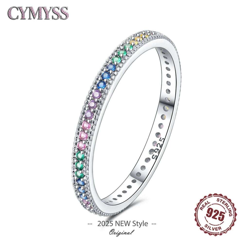 2025 Original S925 Sterling Silver Simple Colored Zircon Ring Women's Closed Size Mouth RingsFine Wedding Party Gifts H260312