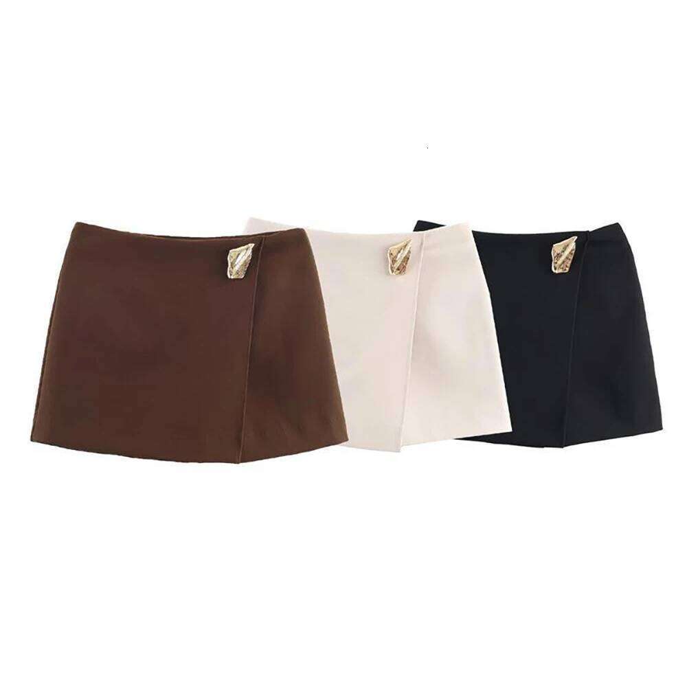 Asymmetrical Short for Women Spring Autumn Fashion Mini Solid Color Skirt Shorts American Daily Commute All-Match Skirts Z260314