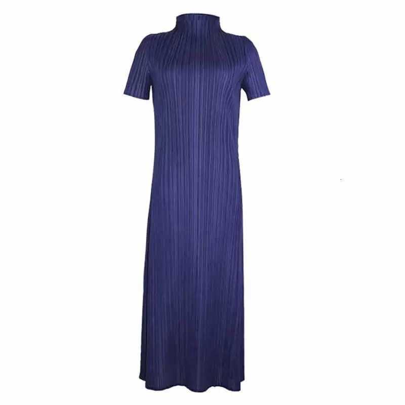 Long Pleated Dr PP Series Small Stand Collar Straight Tube Skirt Casual Sle Polyester Fiber Spring Summer New plus SizeT260314