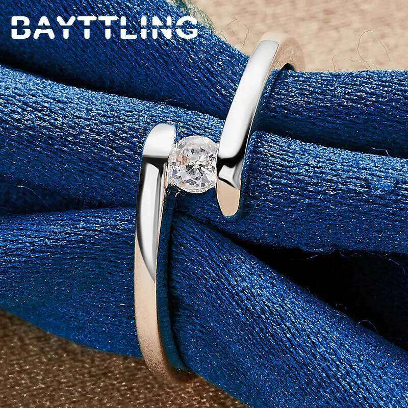 925 Sterling Silver 7/8/9/10# Simple Fashion Zircon Ring For Women Wedding Party Gift Jewelry Accessories H260312