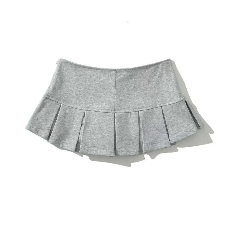 KEYANKETIAN New Women's Terry fabric Low waist Y2K Mini Skirt Wide pleat Decoration Light grey Flounce A Line Skort Hot sweet Z260314