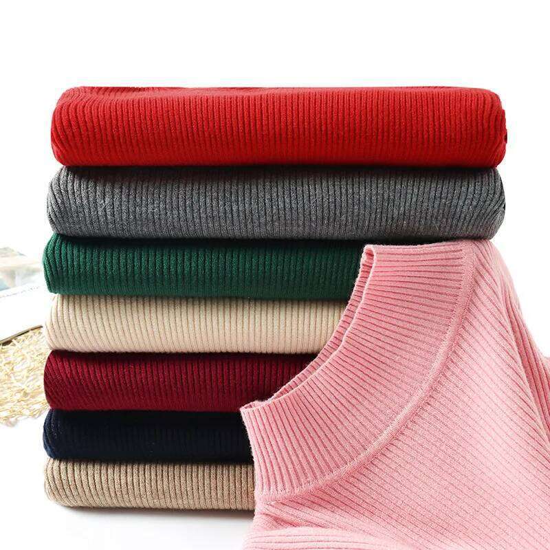 2025 Autumn Winter Long Sleeve Knitted Sweater Turtleneck Ribbed Slim Women Pullovers Soft Warm New Jumper Pullover Z260313