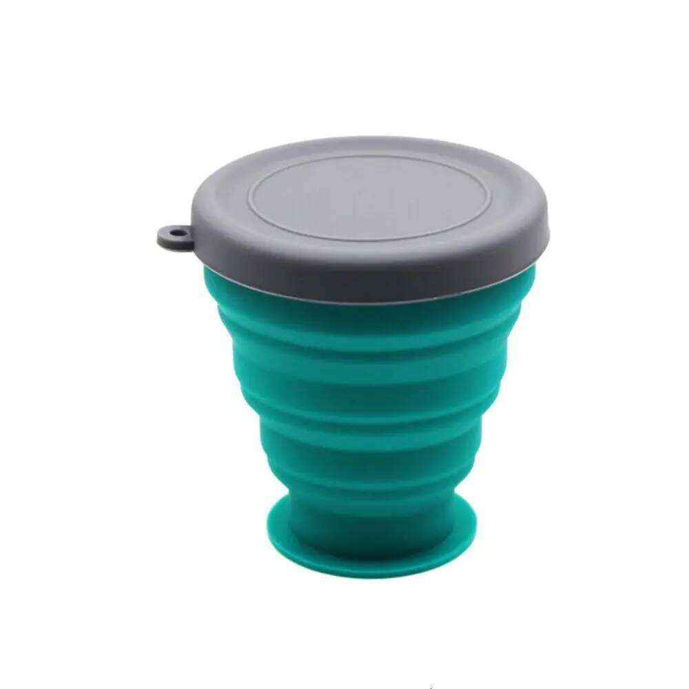 Telescopic Collapsible Water Cups with Lid Foldable Cup Food Grade Silicone Portable Travel Mug Camping Z260314