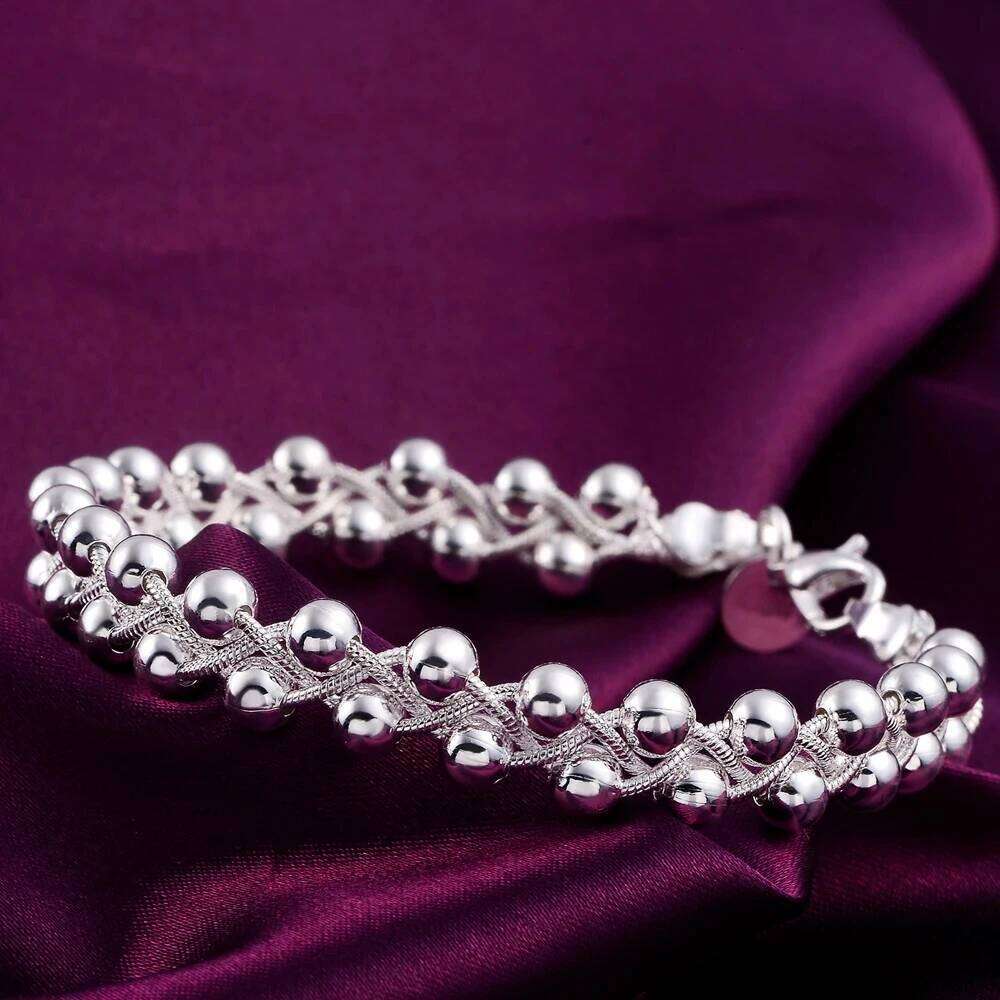 URMYLADY 925 Sterling silver Bracelet Beautiful Braided beads chain for woman fashion fine jewelry Wedding party gifts Z260313