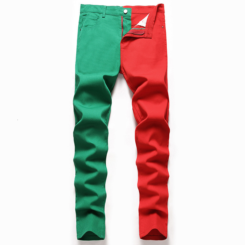 Two Colors Spliced Into Jeans Mens Fashion Casual Trousers Black White Denim Pants Y2k Mens Jeans Men Pants 240830