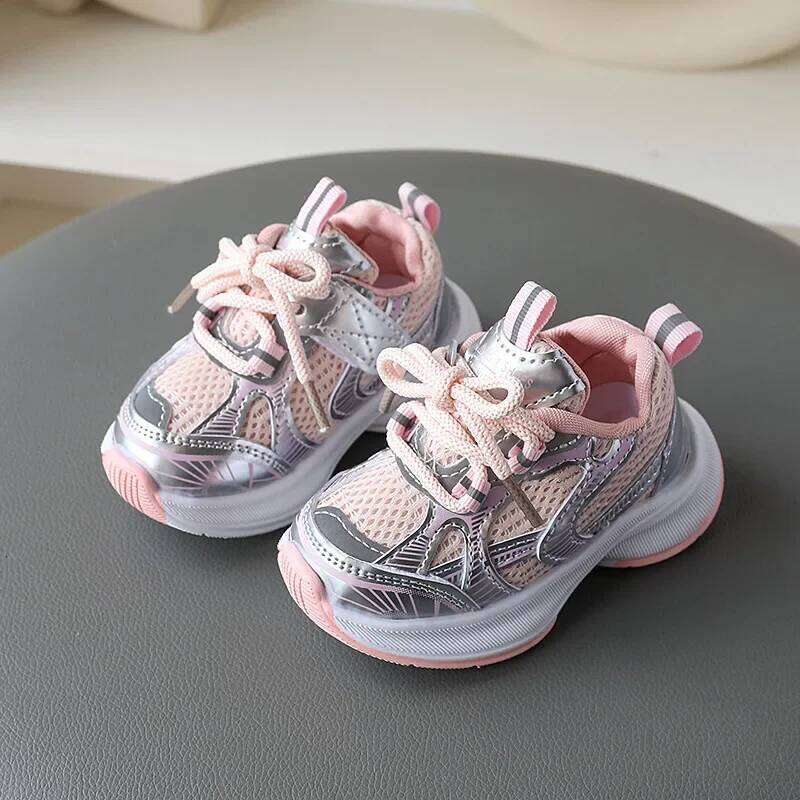 Girls' Sports New Style Soft Sole Children's Casual Fashionable Breathable Stripe Dad Shoes for Kids Boy H08029 26Y0313