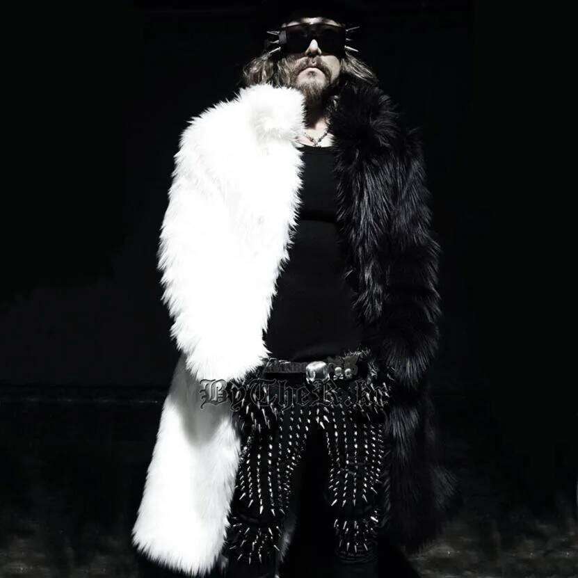 Mens long faux coats Splice winter Fox fur Fashion thickening lapel Multi-size jackets warm leather jacket man Free shipping Z260313