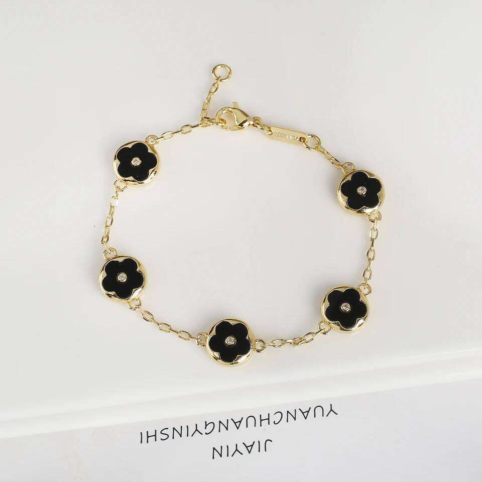 Trendy Creative Adjustable Round Five Leaf Flower Gold-Plated Bracelet Luxury for Women Daily Party Jewelry Accessories Clover Z260313