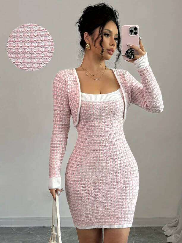 Elegant Ladies Knitted Spring Autumn Versatile Sweater Dress Stylish Women's Fashion Comfortable Fit Clothing Z260313