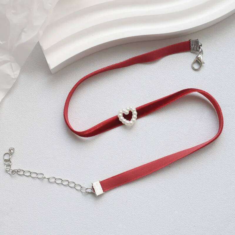 Red Sexy Velvet Heart & Round Choker for Womoen Neck Clavicle Necklace Lady Jewelry Accessories Girl Gift Lace Gothic H260312