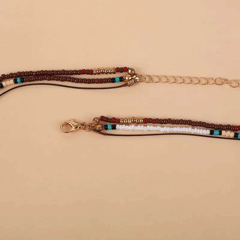 Bohemian Multilayer Beaded Necklace with Colorful Beads Boho Style Neck Jewelry Gift H260312