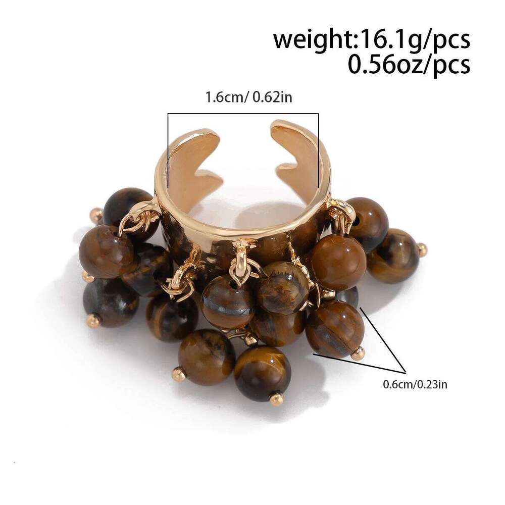 Salircon Trendy Imitation Pearl Stone CCB Small Ball Women's Man 2024 Vintage Street Punk Hip Hop Ring Female Jewelry H260312