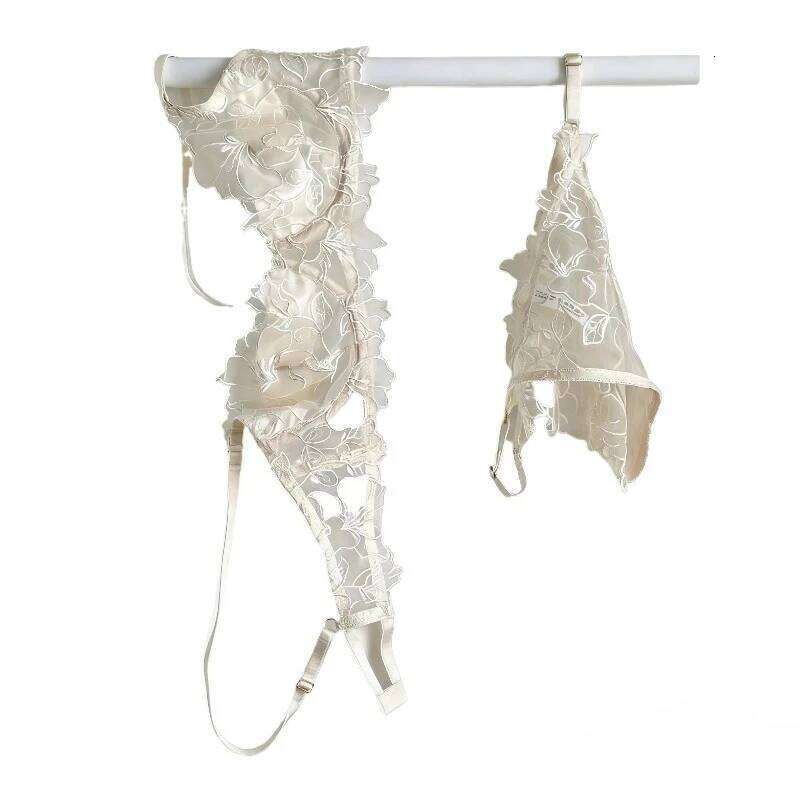 Padded Bra Small Bust | Lace Embroidered & Mesh Underwear Set with Soft Underwire, Comfortable Demi Cup Sexy Tushy Panty PP