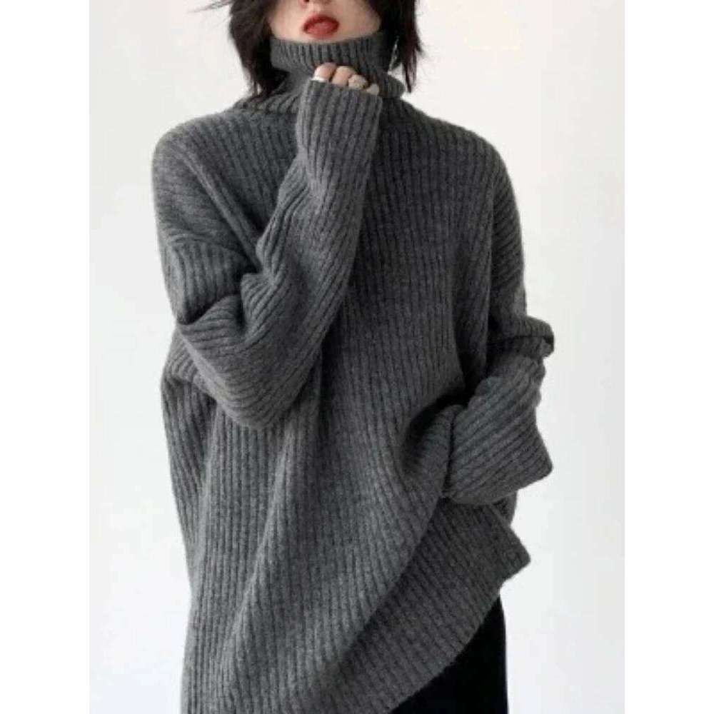 Long Sleeve Solid Comfortable Jumpers Korean Style Turtleneck Pullovers 2025 Autumn Winter Loose Casual Warm Knitted Sweater Z260313
