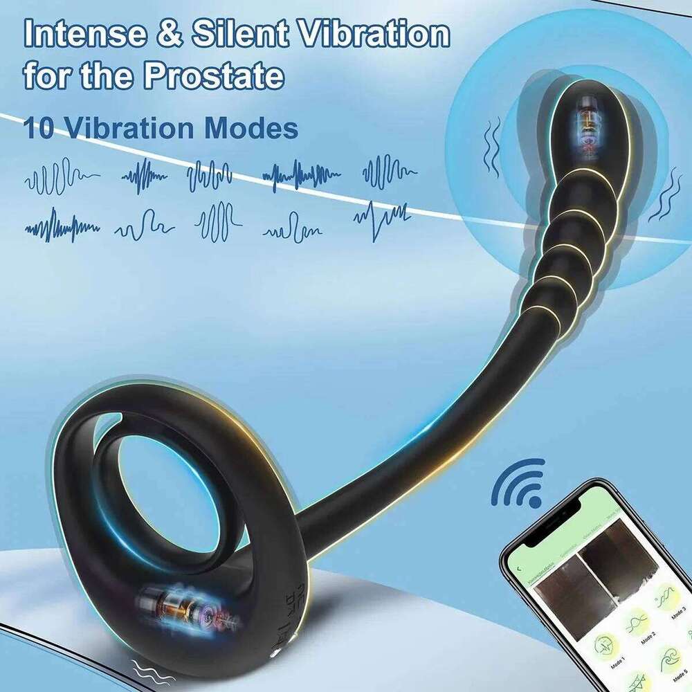 Cock Vibrator Toys APP Bluetooth Testicle Prostate Massage Anal Butt Plug Penis Ring Male Cocking for Men Adult Sex Toy 26H0313