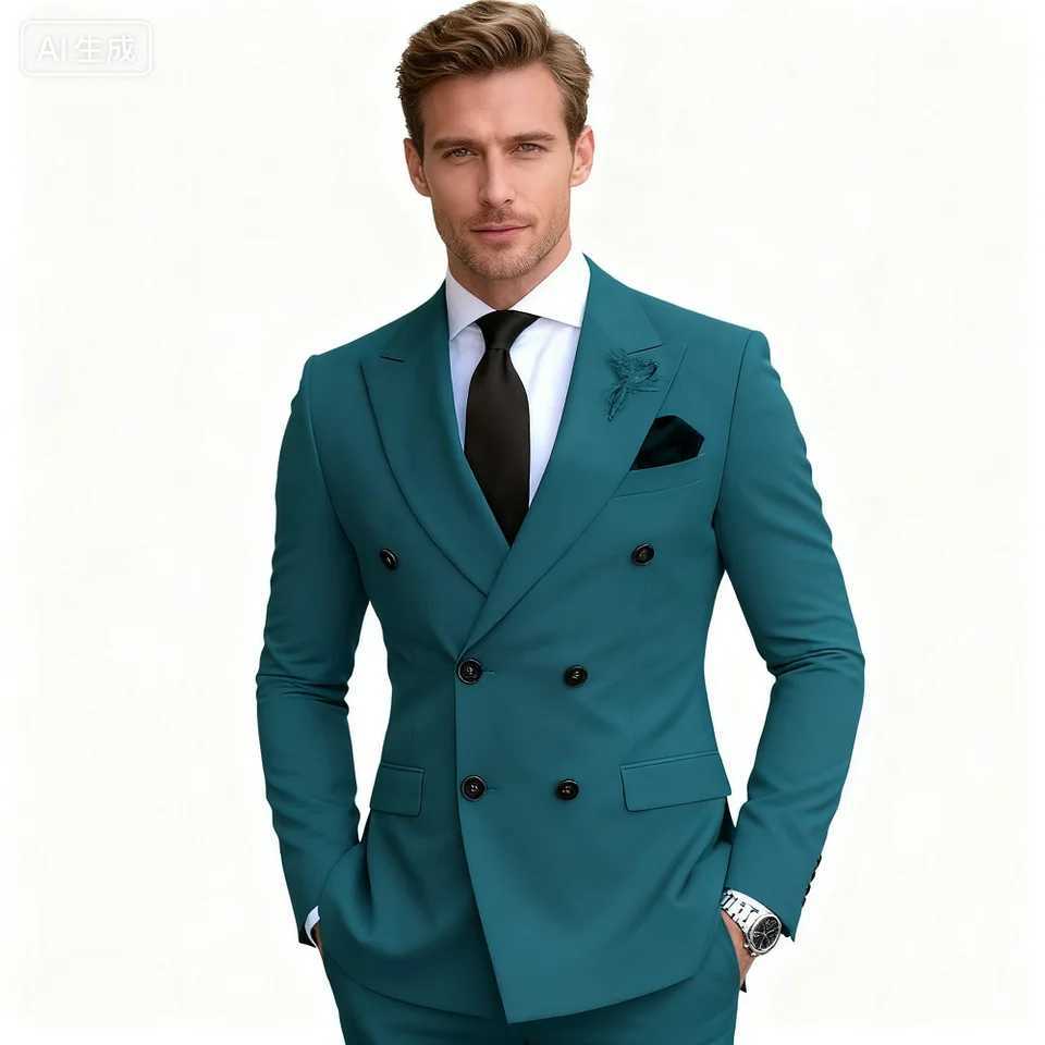 Brown Slim Fit Mens Suit Two-Piece Set Fashionable Handsome Formal Wear for Wedding And Business a01 M260313