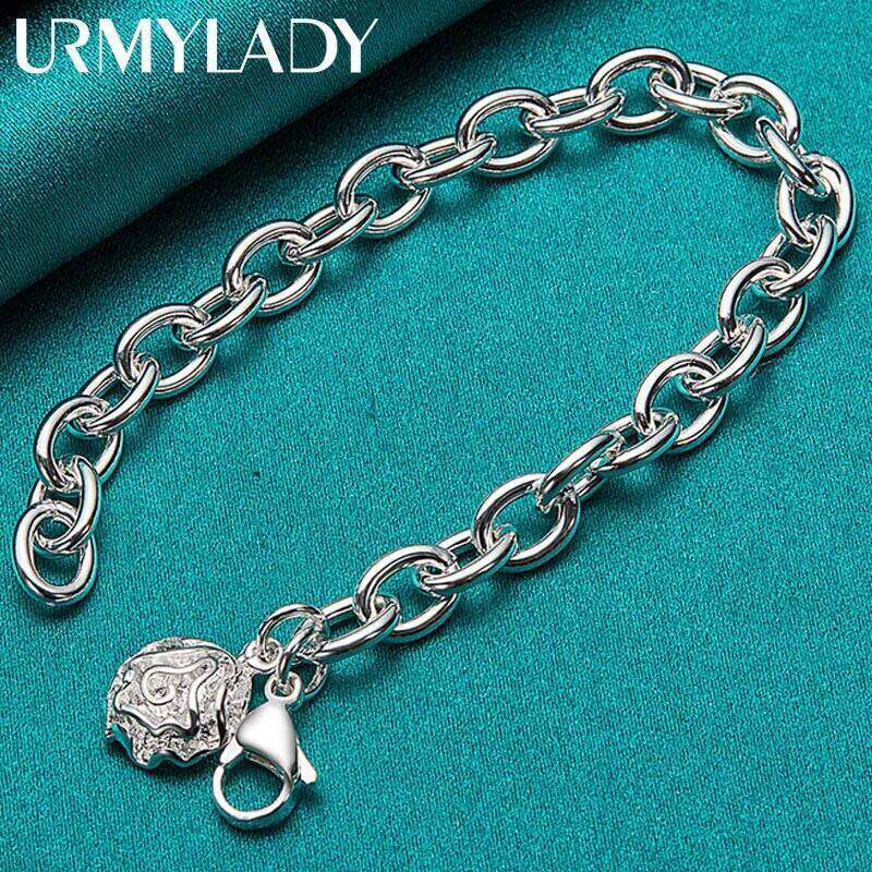 URMYLADY 925 Sterling Silver Rose Flower Pendant Bracelet For Women Wedding Engagement Party Fashion Charm Jewelry Gifts Z260313