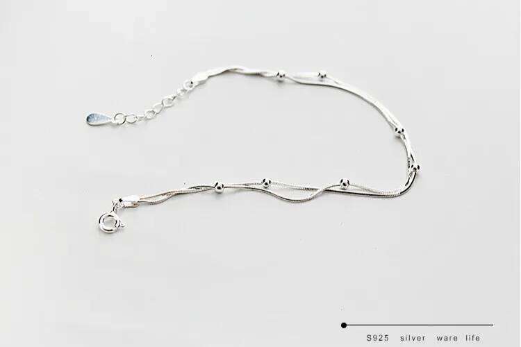 100% 925 Sterling Silver Double Round Beads Snake Bone Chain Bracelets & Bangles For Women Lady Fine Jewelry Z260313