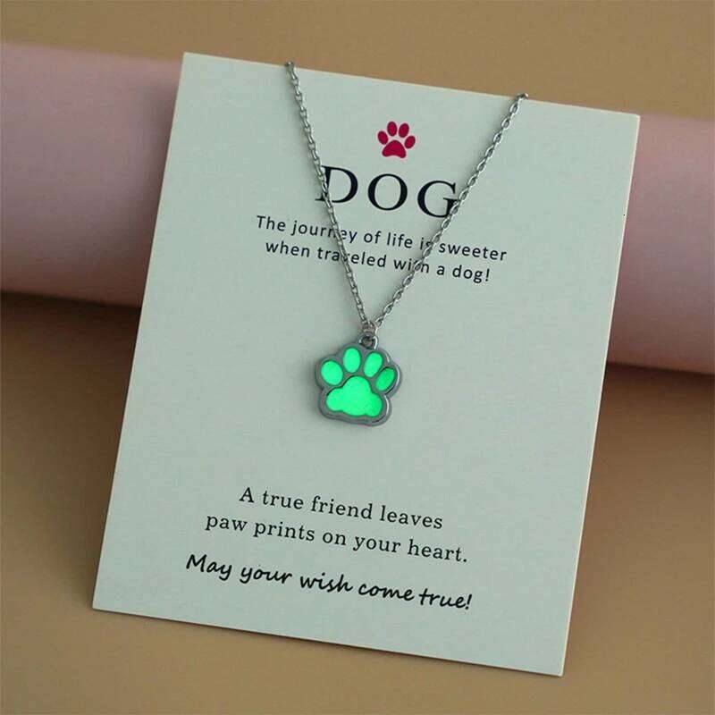 Glow In The Dark Cute Luminous Dog Cat Paw Pendants Necklaces for Mens Women Necklace Chain Fashion Jewelry H260312