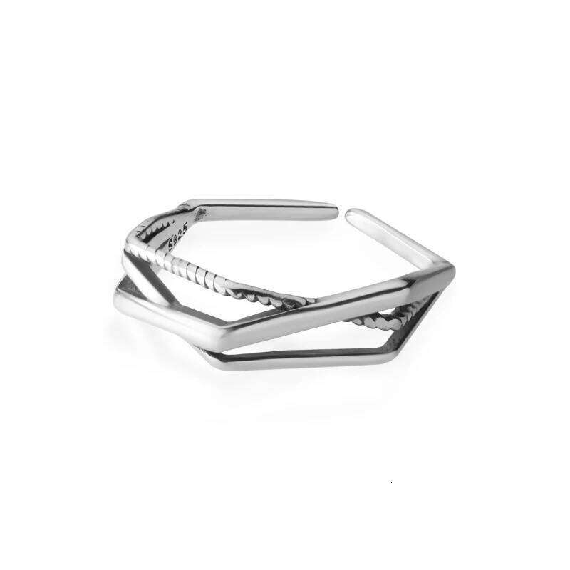 Modian Irregular Geometric Cross Line Authentic Sterling Silver 925 for Women Free Size Simple Ring Fine Jewelry Bijoux H260312