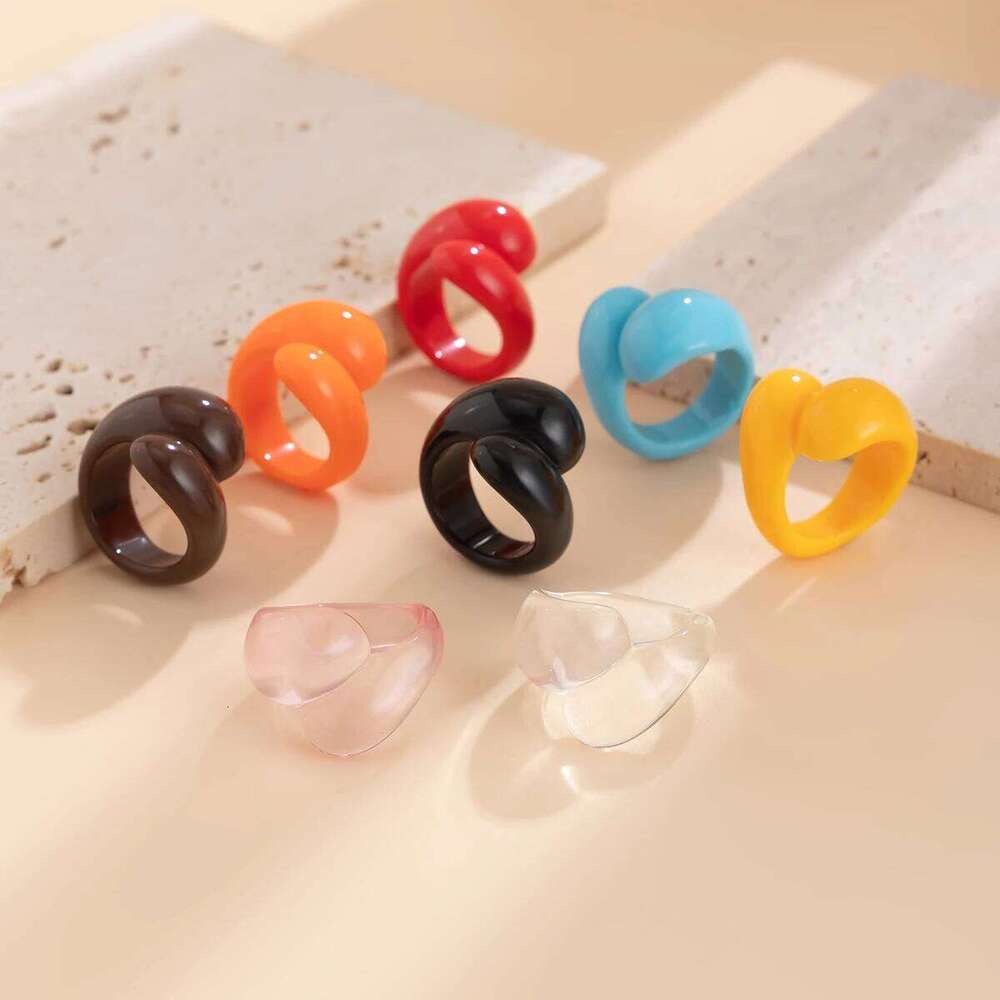 Ingemark Multicolor Resin Water Drop Chunky Women Boho Geometric Open Cuff Finger Rings Y2K Wed Jewelry Party Accessories H260312