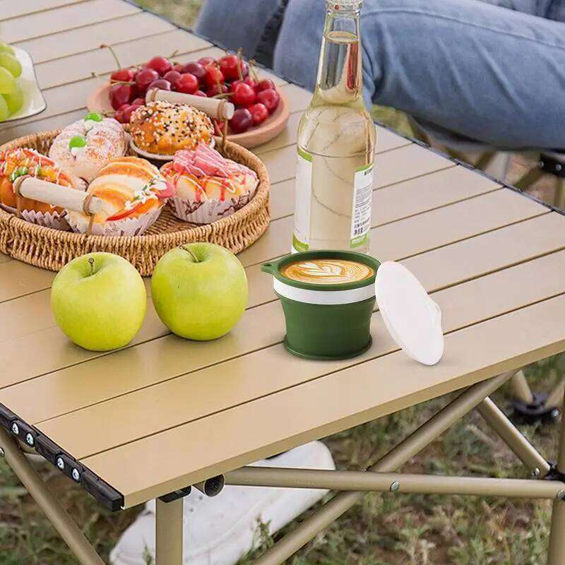Travel Folding Portable Silicone Foldable Mug Leak Proof Expandable Drinking Cup With Carabiner For Outdoor Z260313