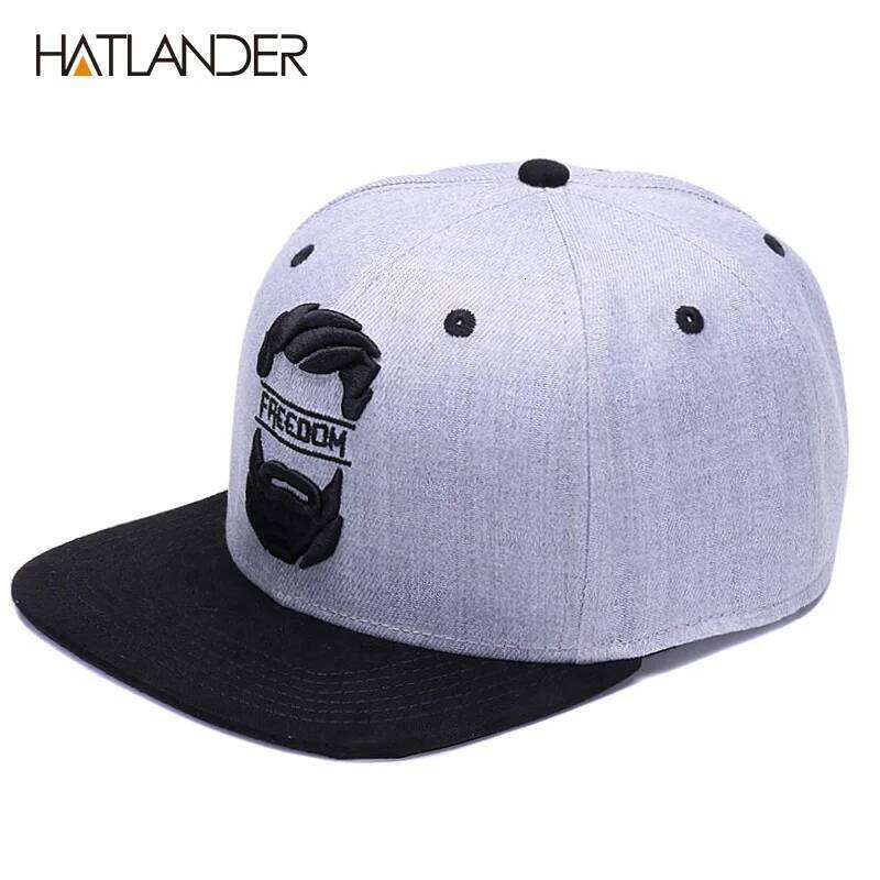 HATLANDER Original snapback men flat brim bone baseball caps embroidery mustache mens hat youth street ware cool hip hop cap Z260313