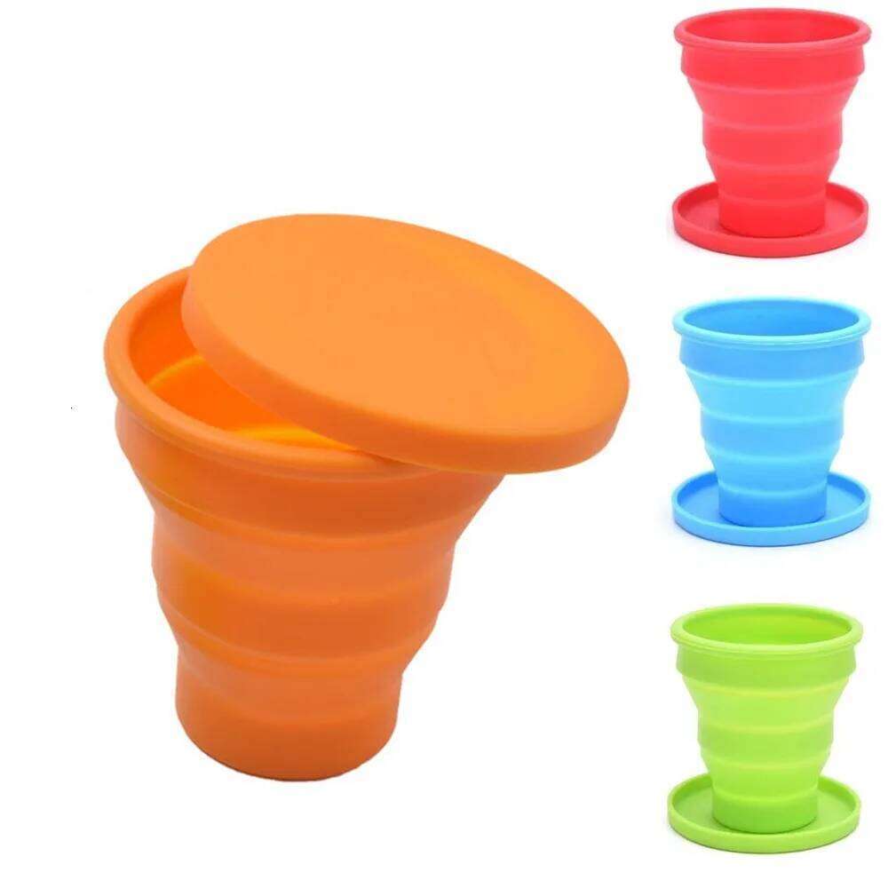 200ml Silicone Cup BPA Free with Lid Portable Outdoor Mug Reusable Travel Collapsible Water Bottle Z260313