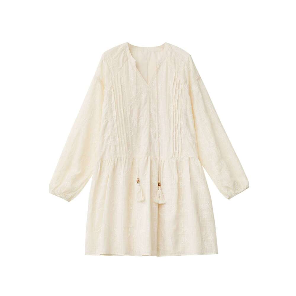 CHIC VEN Fashion Women Dresses Solid Loose Casual New Long Sleeved Female Dress Beach Party Spring Summer 2026