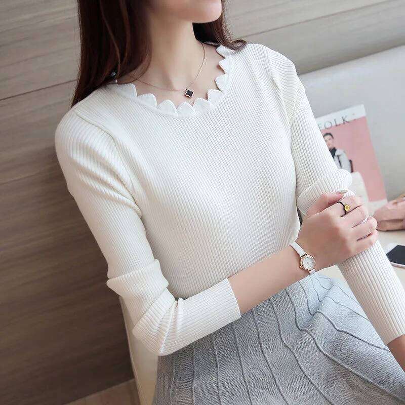 2024 Fashion Long Sleeve Elegant O-neck Women Sweater Autumn Solid Slim Knitted Tops Winter Casual Pullover Jumper Z260314