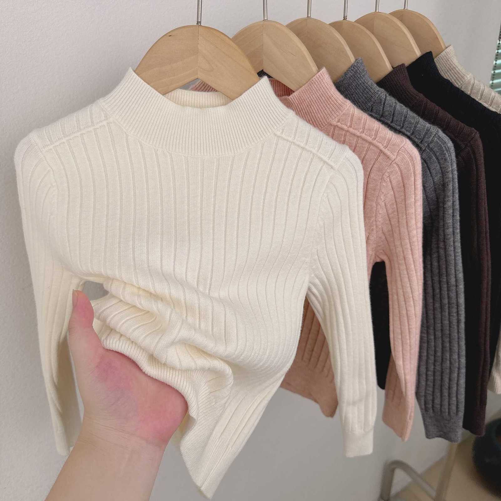 Pullover Children's Baby Half Turtleneck Base Shirt Boys and Girls Wool Sweater Pullover Ribbed Warm Soft Knitted Sweater