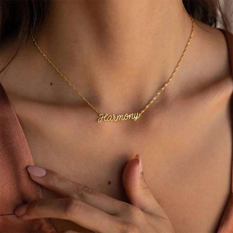 Custom Name Water Wave Chain for Personalized Gold Stainless Steel Necklace Women Jewelry Gift Valentine's Day H260312