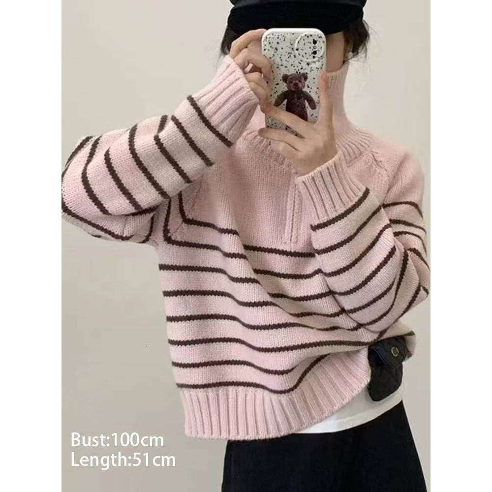 Autumn Winter New Chic Turn Down Collar Zipper Pullovers Knitted Sweater Women Casual Loose Long Sleeve Women's Sweaters Tops Z260314