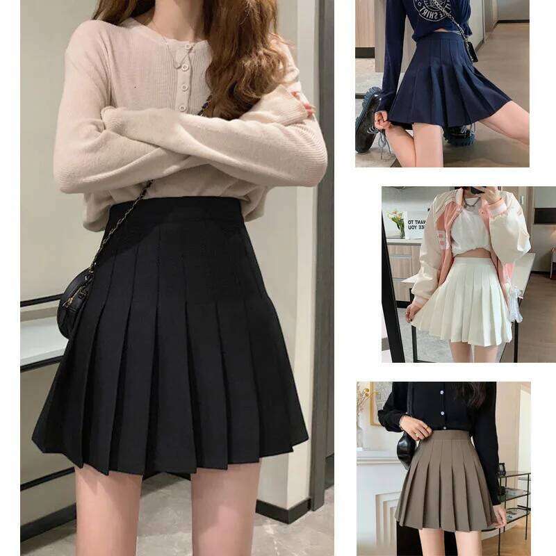 Mini Womens 2025 Summer Japanese School Pleated Skirts High Waist Kawaii Cute Pink Plaid Skirt Uniform Harajuku Jupe Z260314