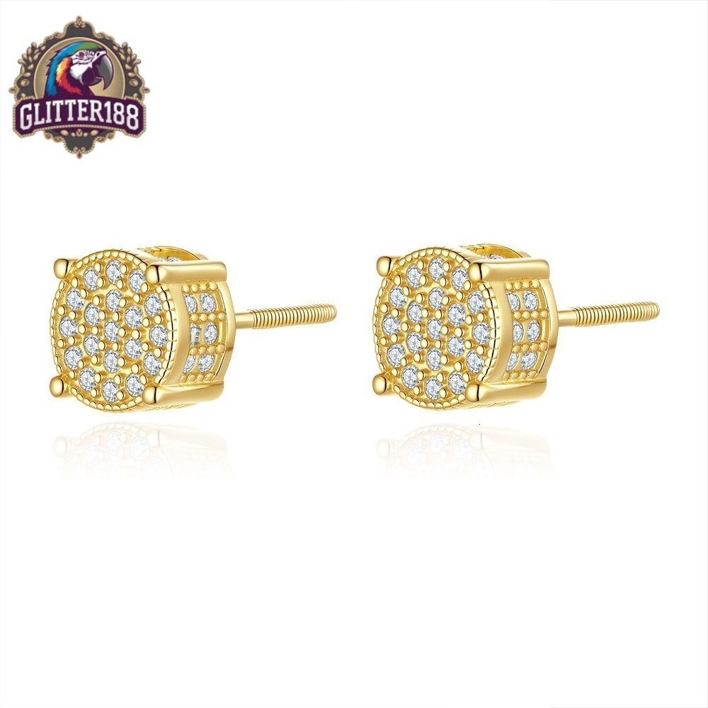 Hip-hop Style 925 Sterling Silver Round Moissanite D-Color Earrings for Men and Women Fashionable Popular Jewelry