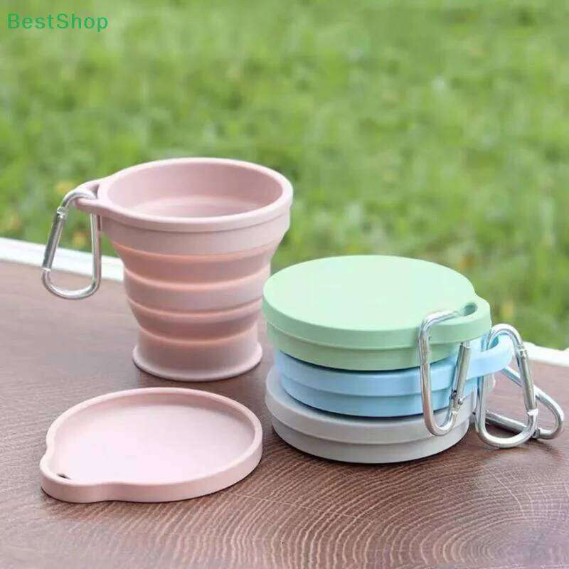 180ml Mini Folding Silicone Retractable Cup Outdoor Travel Coffee Telescopic Drinking Mug With Lid Z260313