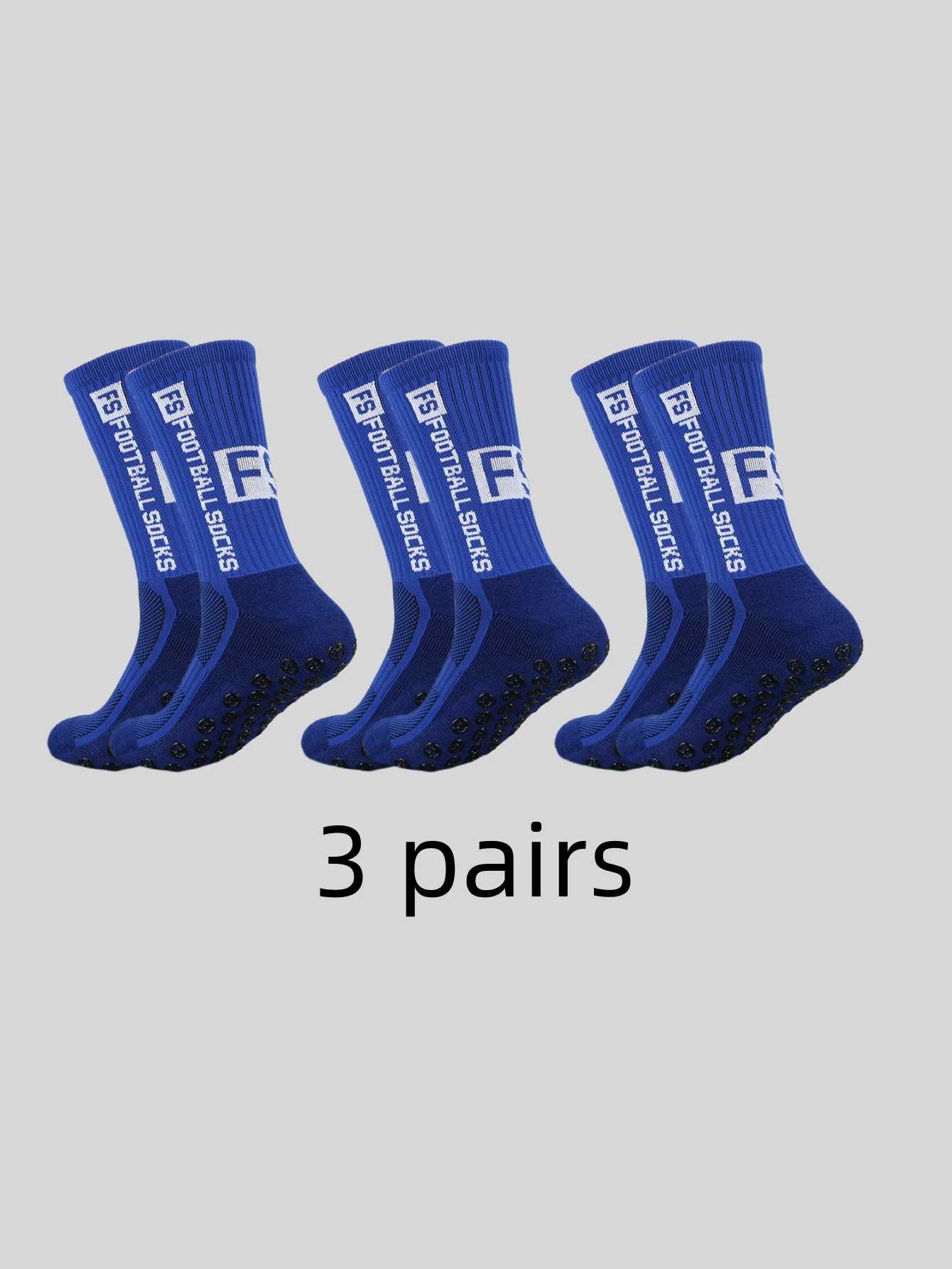 3 pairs of anti slip sweat and odor resistant FS football sports socks with adhesive points D260313