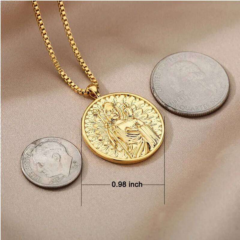 Aesthetic Athena Goddess Coin For Women Stainless Steel Vintage Charm Choker Necklace Jewelry collier femme H260312